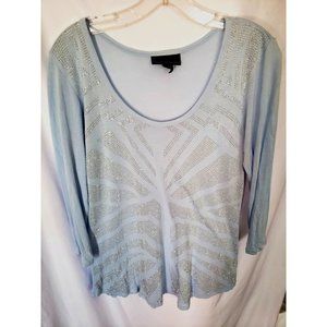 JEANS BY BUFFALO LADIES BLOUSE LG BLUE SPARKLE